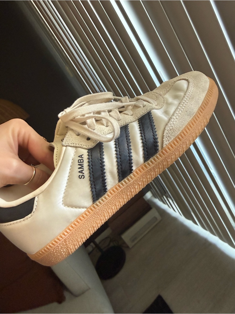 adidas Samba Off-White Sneakers with Black Stripes and Gum Sole